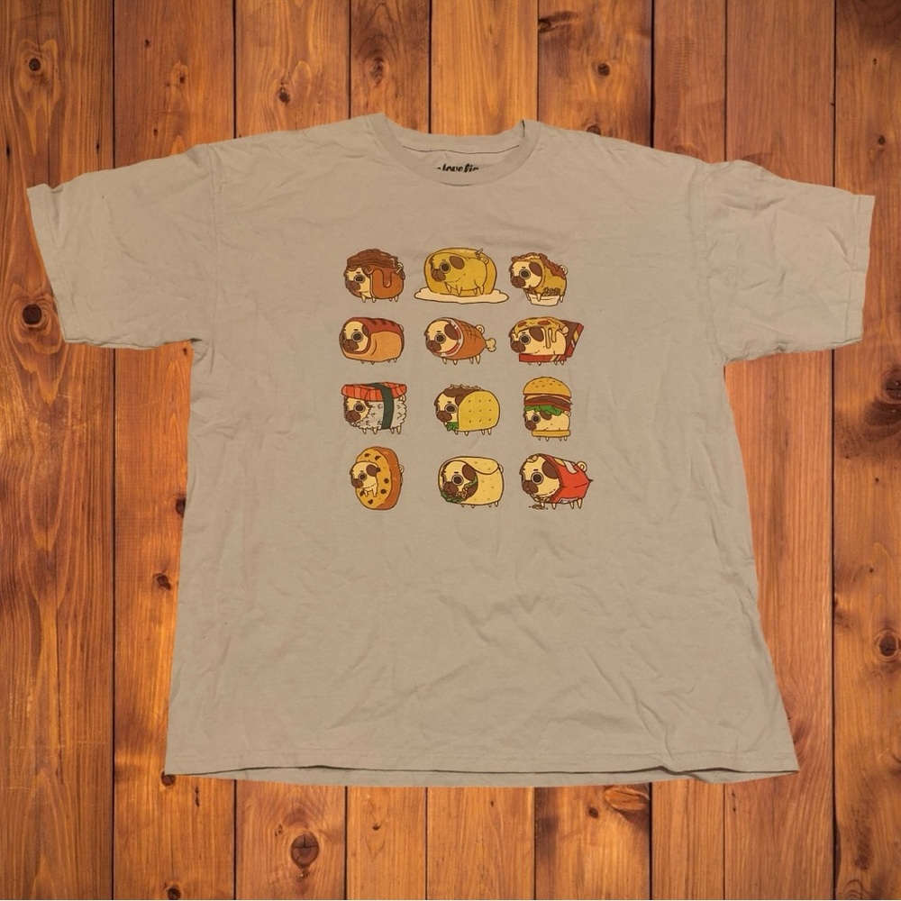 Pug Funny We Love Fine Scene Emo Kid Shirt Food Pizza y2K Dog Lover Dad Mom
